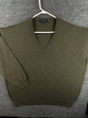 Burberry London Size 11 Big Long Sleeve Green Wool Acrylic Pullover V-Neck Logo